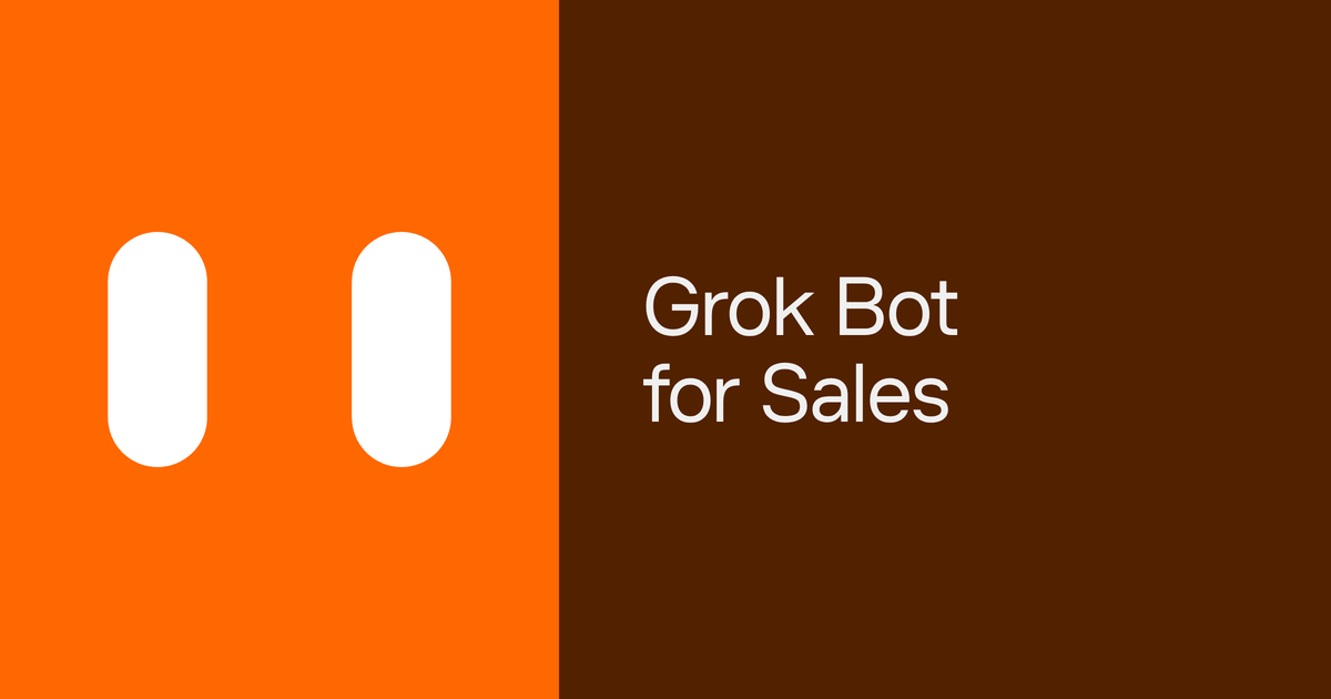 Grok Bot for Sales beside the Grok Bot mark on orange