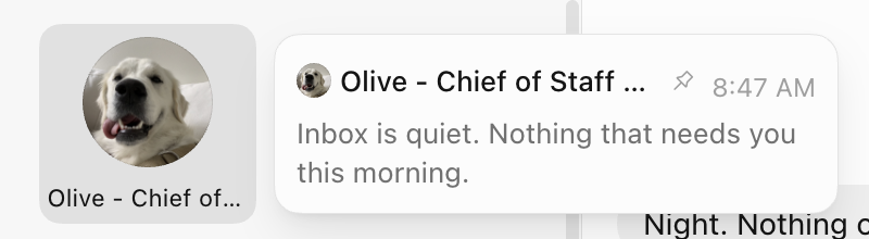 Chief of Staff pinned in the sidebar