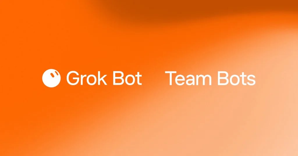 Team Bots beside the Grok Bot mark on an orange gradient