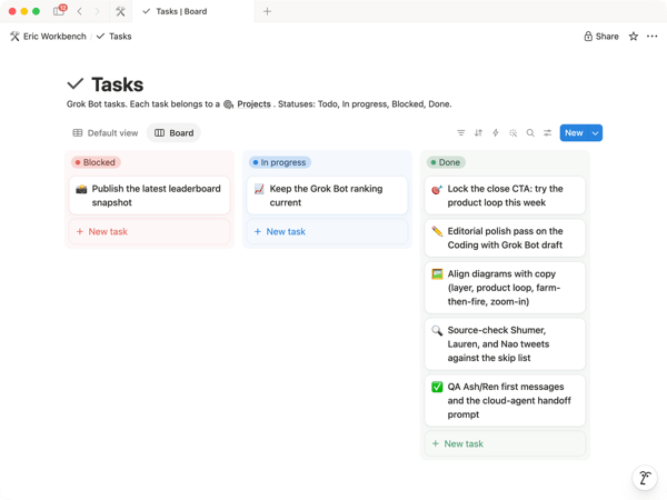 Tasks moving across the board