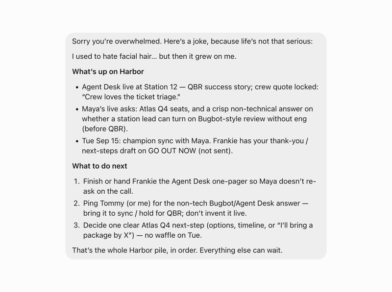 Gus's note when an account is overwhelming: a joke, what's going on, and what to do next